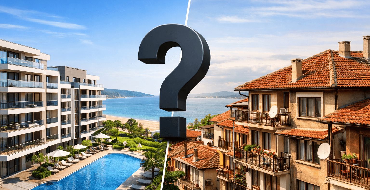 сравнение новостройки и вторичной недвижимости в Болгарии у моря инвестиции