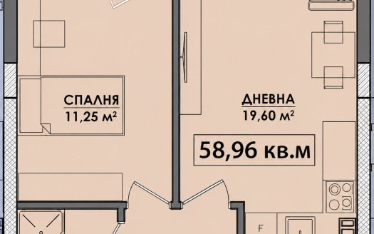 Двухкомнатная квартира в доме с газификацией,  Азимут 1 — Бургас ID: 104900