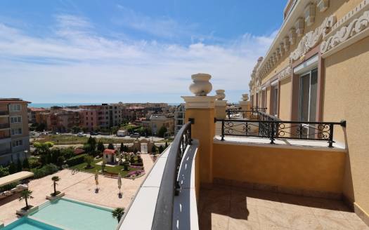 Two-bedroom apartment with a panoramic sea, mountain, and pool view in Ravda ID: 109113