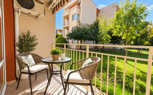 Spacious studio with a pleasant view of the garden in the Fort Noks Nessebar complex, Sunny Beach ID: 111174