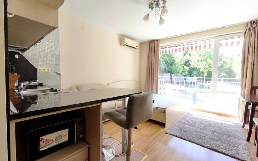 Spacious studio with a pleasant view of the garden in the Fort Noks Nessebar complex, Sunny Beach ID: 111174